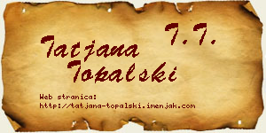 Tatjana Topalski vizit kartica